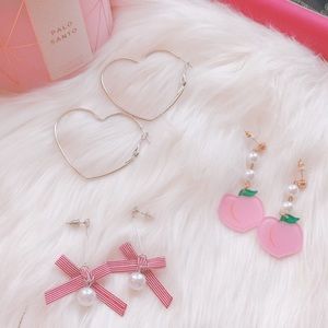 Set of 3 pairs women cute earrings